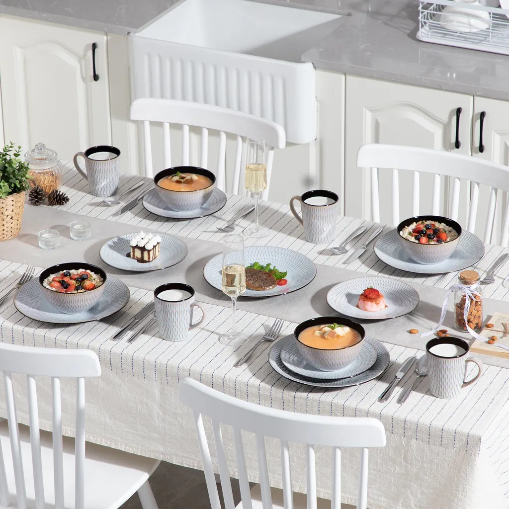 Kombiservice Steinzeug, Vancasso PLUVO Tafelservice, 16-teiliges Ess Geschirrset Mit Je 4 Speisetellern, Kuchentellern, Schalen Und Tassen Für 4 Personen 9 Kombiservice Steinzeug, Vancasso PLUVO Tafelservice, 16-teiliges Ess Geschirrset Mit Je 4 Speisetellern, Kuchentellern, Schalen Und Tassen Für 4 Personen – Bild 9