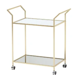 WOHNLING Design Servierwagen Gold 73x78x37 Cm Küchenwagen Glas / Metall | Mobiler Beistelltisch | Speisewagen Mit Glasplatte | Teewagen Mini Bar Auf 4 Rollen -Leonardo Verkäufe 5a347d4bbd604fbb2eb97a225933d3b8