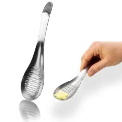 Ingwerreibe Knoblauch Ginger Löffelreibe Gewürzreibe Muskatreide Edelstahl Reibe