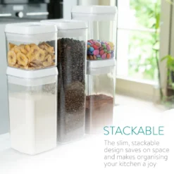 Navaris Vorratsdosen Behälter Set Für Lebensmittel - 5x Aufbewahrung Für Mehl Zucker Nudeln Cornflakes Müsli Reis - Aufbewahrungsboxen Stapelbar -Leonardo Verkäufe 5dcc317ec2ebc59a0eb0d3fcd1026060