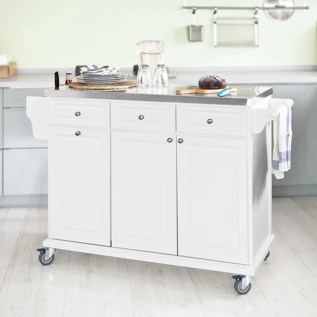 SoBuy Küchenwagen Mit Edelstahltop,Küchenschrank,Rollwagen FKW33-W 2 SoBuy Küchenwagen Mit Edelstahltop,Küchenschrank,Rollwagen FKW33-W – Bild 2
