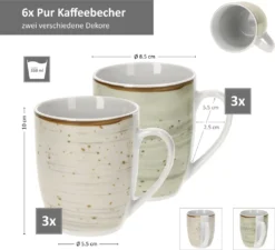 24tlg. Kombiservice Pur 6Pers Kaffeebecher Müslischale Kuchenteller + Speiseteller Flach Porzellan -Leonardo Verkäufe 5ef41c113c3d970426a0db8c0eb5179e