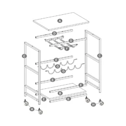 VASAGLE Servierwagen, Küchenwagen Auf Rollen, Mit Ablagen, Glas- Und Flaschenhaltern, 60 X 40 X 75 Cm, Industrie-Design, Vintagebraun-schwarz LRC087B01 -Leonardo Verkäufe 6057c9274d7b0732968841df08876112