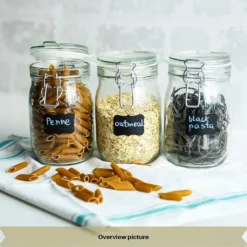 6 X Creative Home Gläser Mit Bügelverschluss | 1 Liter | Einmachgläser Drahtbügel-glas Aufbewahrungsgläser Mit Gummiring Und Deckel | 8 Wiederverwendbare Aufkleber + 1 Anti-Staub-Kreide -Leonardo Verkäufe 625753afa6fa285e9fccf2a96e84ff60