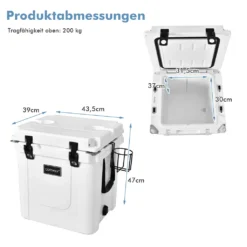 COSTWAY 31L Kühlbox Strapazierfähig Kühler Mit Korb & Getränkehalter Griffen & Fischlineal Eiskühler Tragbar Kälte Bis 9 Tage Weiß -Leonardo Verkäufe 62a438fbe4649b5e84ffc42bf6376247