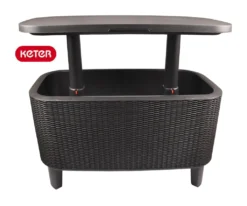Keter Garden Bar 2in1 Tisch, Bar Mit Kühlbehälter Bevy Cool Bar Rattan -Leonardo Verkäufe 657994ec9783dfe1730e75985dc72a33