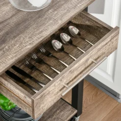 HOMCOM Küchenwagen Küchenrollwagen Servierwagen Mit Ablage Schublade Weinregal Spanplatte Metall Grau Eiche 60 X 50 X 84,5 Cm -Leonardo Verkäufe 68d5ded2cdabfe8c43ea31a3eb478ad5