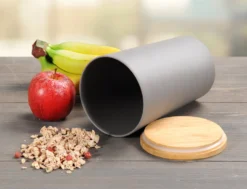 KESPER Vorratsdose, Kunststoff Mit Bambusdeckel, Grau, Ø 11,5 Cm, Höhe: 18,7 Cm, 32601 -Leonardo Verkäufe 6a35ba3d539afa206f26b2691fbc300a