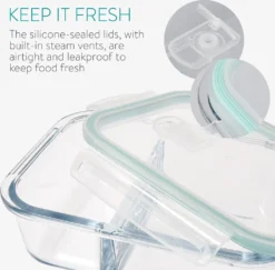 Navaris Glas Frischhaltedose Set Mit Deckel - 4x Vorratsdosen In 2 Größen - Auslaufsicher Hitzebeständig Kältebeständig - Glasbehälter Boxen -Leonardo Verkäufe 6a843f24ae761be3403be9b5a704f157