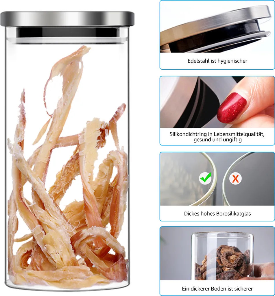 CMYBABEE Vorratsdose Glas 1400ML, Höhe 21 Cm, Vorratsglas Mit Deckel, Kaffeebohnen Behälter, Müslidose, Frischhaltedose Mit Große Einfüllöffnung (M, 1 Stück) 1 CMYBABEE Vorratsdose Glas 1400ML, Höhe 21 Cm, Vorratsglas Mit Deckel, Kaffeebohnen Behälter, Müslidose, Frischhaltedose Mit Große Einfüllöffnung (M, 1 Stück)