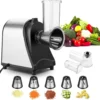 5 In 1 Elektrischer Gemüsehobel, 250W Automatische Gemüsereibe Mit 5 Kegel-Klingen, Edelstahl Gemüseschneider, Multifunktionsreibe Gemüse Raspel Für Obst Gemüse