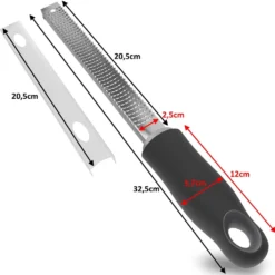 Zitronenreibe Aus Edelstahl | Parmesanreibe [32,5 Cm] | Ingwerreibe | Multifunktionaler Zester Reibe | Muskatnuss Reibe Mit Schutz & Reinigungsbürste | Hobel Reibe Für Schokolade, Käse, Kokosnuss -Leonardo Verkäufe 7348d78783ce9278c94ef0483760e83e 1