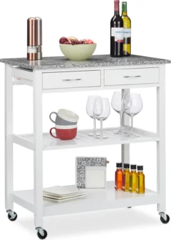 Relaxdays Küchenwagen Weiß