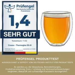 Creano Doppelwandige Gläser 400ml „DG-Bauchig“, 4er Set, Großes Thermoglas Doppelwandig Aus Borosilikatglas, Kaffeegläser, Teegläser, Latte Gläser, Doppelwandgläser -Leonardo Verkäufe 74dd3c40097948cdd458babf89896ccd