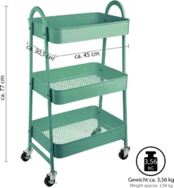 ONVAYA® Servierwagen Silvio | Beistellwagen | Mint | 30,5 X 45 X 77 Cm | 3 Fächer | Multifunktionswagen | Transportwagen | Allzweckwagen | Küchentrolley | Nischenregal -Leonardo Verkäufe 7674d0418c20acd386d9b22e43eb2087