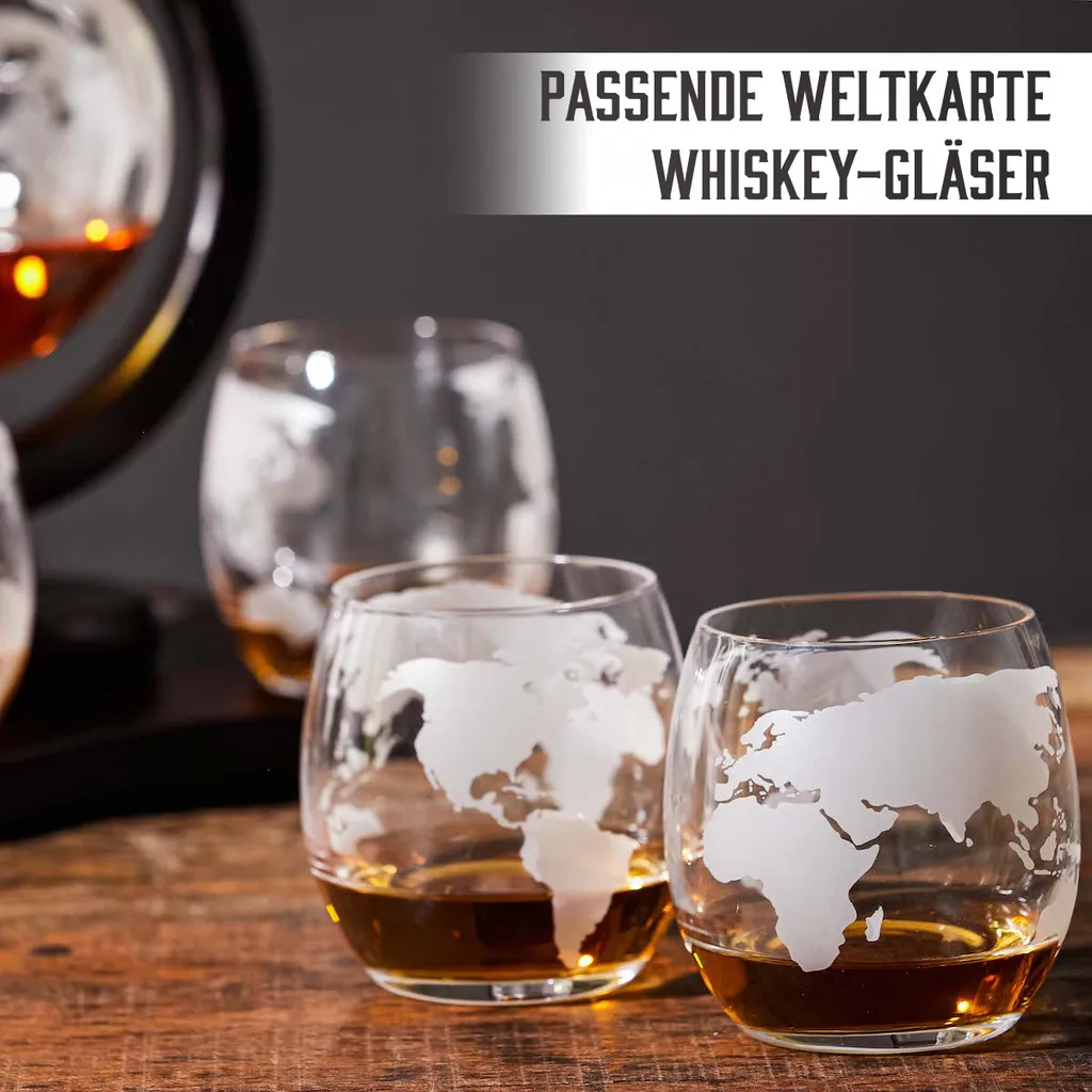 Whisiskey - Whisky Karaffe - Geschenke Für Männer - Komplette Whiskey Set - Globus - 900ML – Inkl. 4 Whisky Steine, 4 Whisky Gläser & Ausgießer - Whisky Dekanter – Whiskygläser - Natursteine 4 Whisiskey - Whisky Karaffe - Geschenke Für Männer - Komplette Whiskey Set - Globus - 900ML – Inkl. 4 Whisky Steine, 4 Whisky Gläser & Ausgießer - Whisky Dekanter – Whiskygläser - Natursteine – Bild 4