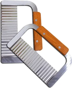 Kartoffelschneider Pommes Frites Schneider Wellenschneider Edelstahlklingen Mit Holzgriff Küchenwerkzeuge Gemüse Kartoffel Zwiebel Schneidewerkzeug (2 Stück)