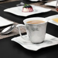 MALACASA, AMPARO 30 Tlg. Marmor Porzellan Geschirrset Kombiservice Tafelservice Mit Kaffeetassen, Unterteller, Dessertteller, Suppenteller, Speiseteller Für 6 Personen -Leonardo Verkäufe 7d4624080240872602d5a8add8a7164d