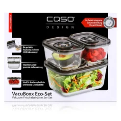 Caso Vakuum-Frischebehälter 3er Set - Für Platzsparende Aufbewahrung (1er Pack)