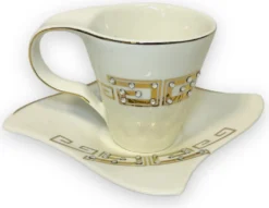 12-teiliges Medusa Mäander Kaffeeservice Mit Goldschliff Kaffeetassen Für 6 Personen 6 Tassen + 6 Untertassen Weiß-Gold Genießen Servieren Kaffee -Leonardo Verkäufe 85fdbcbedd792d1d0906c46437521041