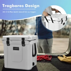 COSTWAY 31L Kühlbox Strapazierfähig Kühler Mit Korb & Getränkehalter Griffen & Fischlineal Eiskühler Tragbar Kälte Bis 9 Tage Weiß -Leonardo Verkäufe 86e7587232e0ae9bc9e2f2b545230a75