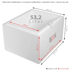 Styroporbox 53W | Wand: 5,0cm | Volumen: 53,2L | Innenmaß:47x38x29cm | Weiß Isolierbox Thermobox Kühlbox Warmhaltebox -Leonardo Verkäufe 87598cfea9e459ac2b06ad32bcb99f06