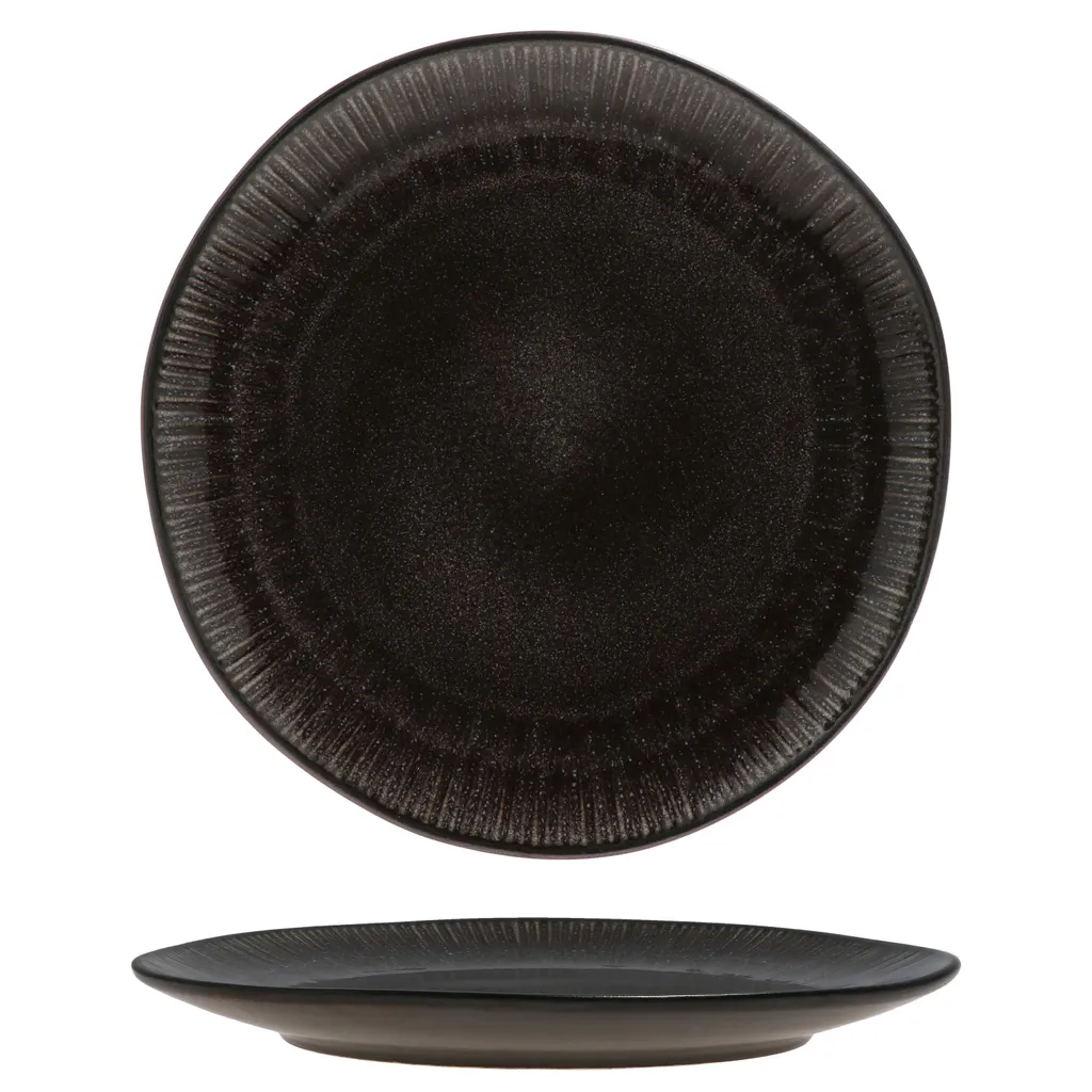 18tlg. Teller Set Reactive Glaze Black 6 Pers. Steingut Teller Schale Schwarz 3 18tlg. Teller Set Reactive Glaze Black 6 Pers. Steingut Teller Schale Schwarz – Bild 3