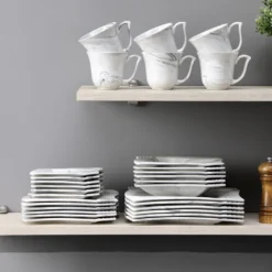 MALACASA, AMPARO 30 Tlg. Marmor Porzellan Geschirrset Kombiservice Tafelservice Mit Kaffeetassen, Unterteller, Dessertteller, Suppenteller, Speiseteller Für 6 Personen -Leonardo Verkäufe 8b6ac6c80d49cea3008ae8f9bb9e5121