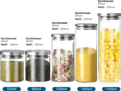 CMYBABEE Vorratsdose Glas 1400ML, Höhe 21 Cm, Vorratsglas Mit Deckel, Kaffeebohnen Behälter, Müslidose, Frischhaltedose Mit Große Einfüllöffnung (M, 1 Stück) 13 CMYBABEE Vorratsdose Glas 1400ML, Höhe 21 Cm, Vorratsglas Mit Deckel, Kaffeebohnen Behälter, Müslidose, Frischhaltedose Mit Große Einfüllöffnung (M, 1 Stück) -Leonardo Verkäufe 8c2aba048c153f8b23bd0dd252f7ceb7