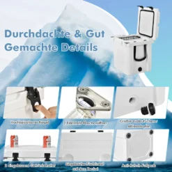 COSTWAY 31L Kühlbox Strapazierfähig Kühler Mit Korb & Getränkehalter Griffen & Fischlineal Eiskühler Tragbar Kälte Bis 9 Tage Weiß -Leonardo Verkäufe 8c3815d15af6223a6f57a54918219c22