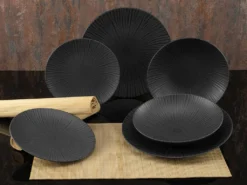 CreaTable 23211 Tafelservice Elements Collection Vesuvio Black Für 4 Personen, Steinzeug, Schwarz/grau (1 Set, 12-teilig) -Leonardo Verkäufe 8df7e9a1d2930c487d6964ed565fb73f