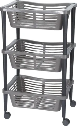 Küchenwagen Auf Rollen Mit 3 Körben - 69 X 40 Cm - Rollwagen Für Küche Und Bad Küchenregal Nischenwagen