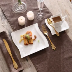 MALACASA, Serie Flora, 18 Tlg . Set Cremeweiß Porzellan Kaffeeservice Geschirrset Mit Je 6 Kuchenteller, 6 Tasse 220ml, 6 Untertasse Für 6 Personen -Leonardo Verkäufe 91b8bec01debdb26bdbda7f25bfc050f