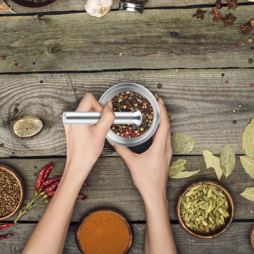 Relaxdays Mörser Mit Stößel Edelstahl 3 Relaxdays Mörser Mit Stößel Edelstahl – Bild 3