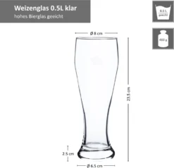 6er Set Bavaria Weizenbiergläser 0,5 Liter Geeicht Weißbiergläser Biergläser Weizengläser Glas -Leonardo Verkäufe 969720249aec92952441d1d723cd8e1d