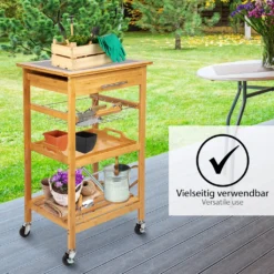 ONVAYA Küchenwagen Kyoto Auf Rollen, Küchenrollwagen Aus Bambus Mit Arbeitsplatte Schwarz Aus Stein, Praktischer Beistellwagen Für Die Küche Inkl. Schubladen -Leonardo Verkäufe 96cc4df71dbca964cea3ae796b70ca57