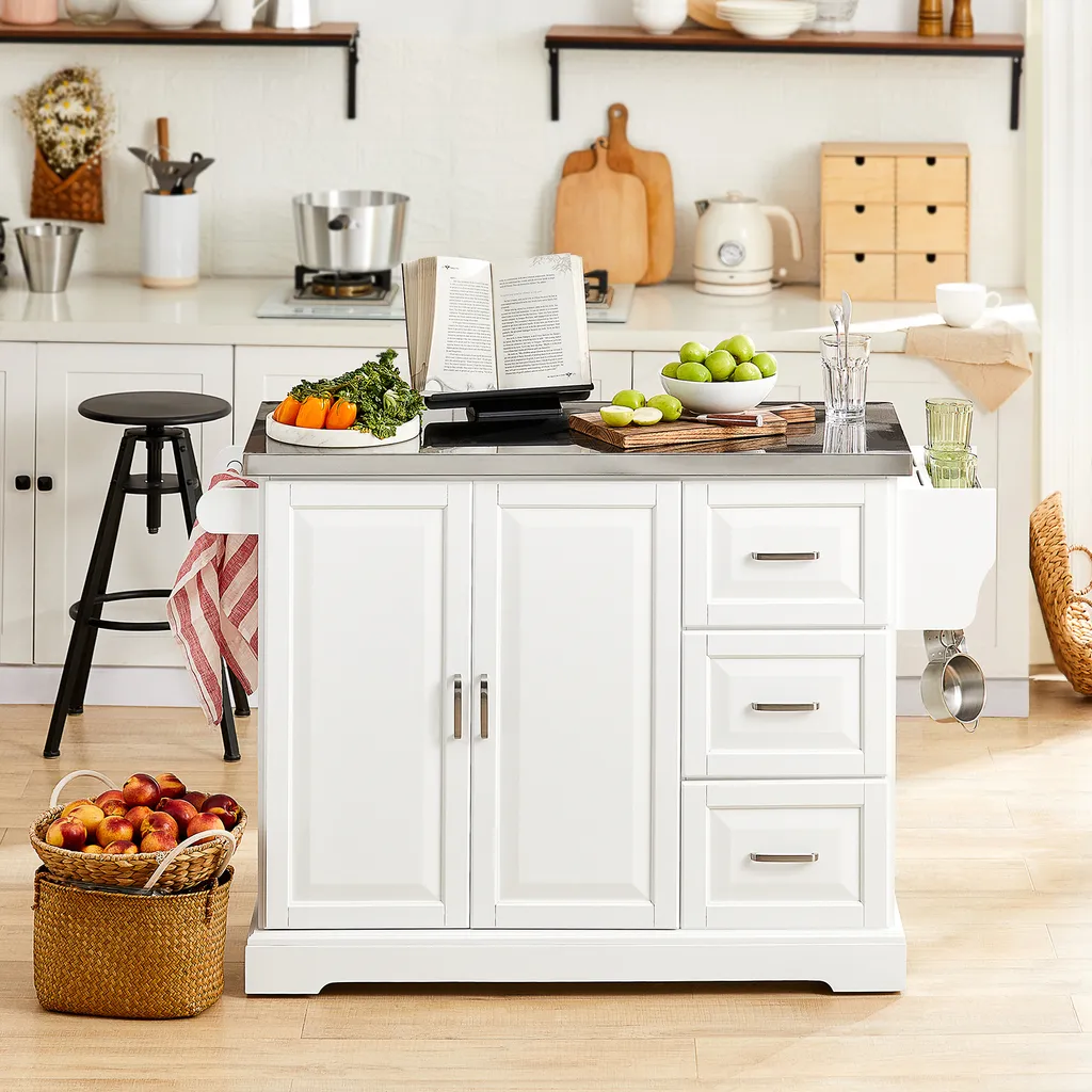 SoBuy FKW41-ST Luxus-Küchenwagen Mit Edelstahlplatte Küchenschrank Sideboard Mit Erweiterbarer Arbeitsfläche Servierwagen BHT Ca.:130x91x46(+25) Cm 2 SoBuy FKW41-ST Luxus-Küchenwagen Mit Edelstahlplatte Küchenschrank Sideboard Mit Erweiterbarer Arbeitsfläche Servierwagen BHT Ca.:130x91x46(+25) Cm – Bild 2