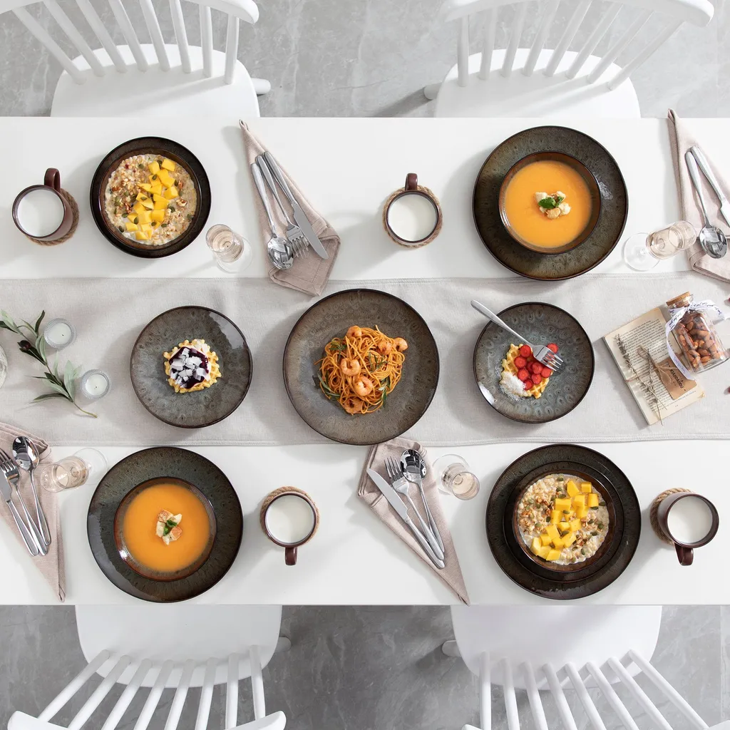 Tafelservice Steinzeug, Vancasso 16-St BUBBLE Kombiservice, Geschirrset Mit Müslischalen, Kaffeetassen, Dessertteller Und Speiseteller Für 4 Personen, Vintage 9 Tafelservice Steinzeug, Vancasso 16-St BUBBLE Kombiservice, Geschirrset Mit Müslischalen, Kaffeetassen, Dessertteller Und Speiseteller Für 4 Personen, Vintage – Bild 9