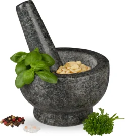 Relaxdays Granit Mörser Mit Stößel Groß