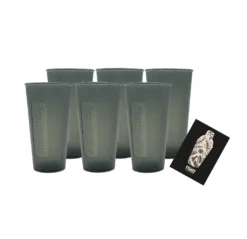 Jägermeister 6er Set Hartplastik Becher 6x Acryl Glas Grau 0,3L Eichung