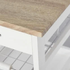 HOMCOM Küchenwagen, Servierwagen Mit Schublade Und Abnehmbarem Tablett Küchenrollwagen, Rollwagen Mit Arbeitsplatte, Kieferholz, Weiß, 37 X 37 X 82 Cm -Leonardo Verkäufe 9ca087ad56def0831c9ce0251ea826a8