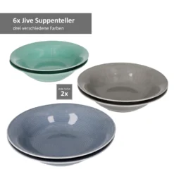 24tlg Geschirrset Jive 6Pers Kaffeebecher Suppenteller Kuchenteller Speiseteller Porzellan Bunt -Leonardo Verkäufe a18a5e13d4c7bd733bd70fad85307fa6