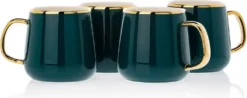 HowHomely Kaffeeservice Keramik 4 Personen - Teeservice 10-tlg. - Grün-Gold -Leonardo Verkäufe a1e47692e3c41fc333206f6c9d7e7220