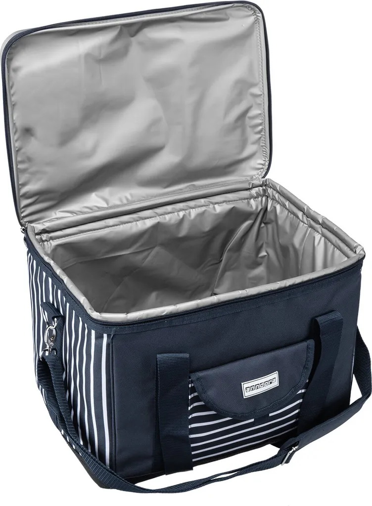Anndora Kühltasche XL 40 Liter AHOI Mit Reissverschluss - Blau-weis-gestreift 2 Anndora Kühltasche XL 40 Liter AHOI Mit Reissverschluss - Blau-weis-gestreift – Bild 2