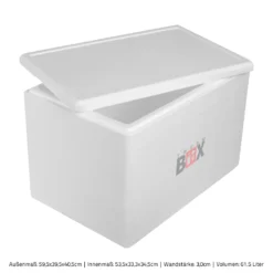 Styroporbox 61W | Wand: 3,0cm | Volumen: 61,5L | Innenmaß:53x33x34cm | Weiß Isolierbox Thermobox Kühlbox Warmhaltebox -Leonardo Verkäufe a43d9c6666702fcabfe2cfccd8f2b48d