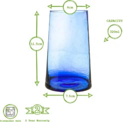 Nicola Spring 6 Stück Merzouga Recycled Longdrinkgläser Set - Trinkglas - 320ml - Blau -Leonardo Verkäufe a4b8bbfc57a039a3ceb03ba9c37b6e91