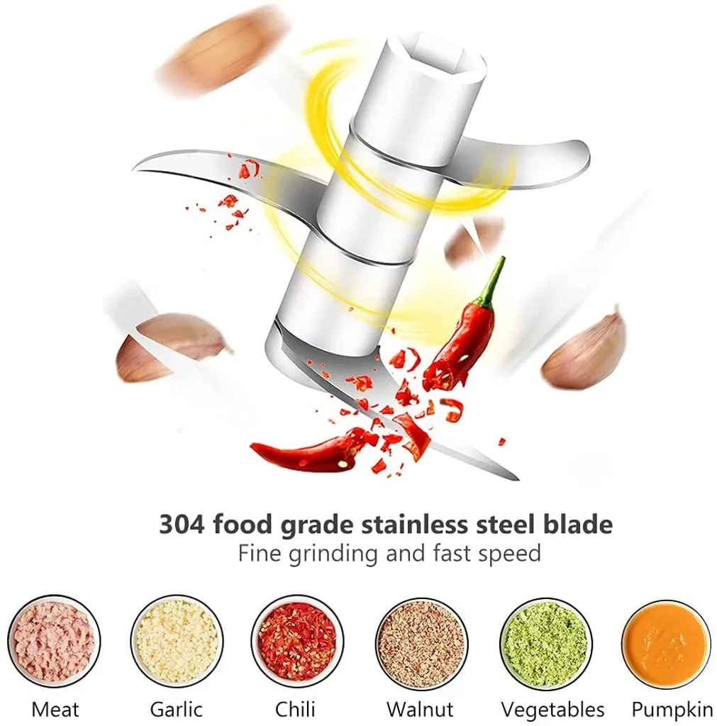 Elektrischer Knoblauchhacker Mini, Knoblauchstampfer, Küchenmaschine Klein Mit Knoblauchschäler Und Löffel (250 Ml/grün),Weiß,250ml 3 Elektrischer Knoblauchhacker Mini, Knoblauchstampfer, Küchenmaschine Klein Mit Knoblauchschäler Und Löffel (250 Ml/grün),Weiß,250ml – Bild 3