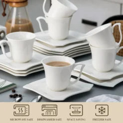 MALACASA, Serie Amparo, 36 Teilig Set Cremeweiß Porzellan Kaffeeservice Dessertteller Kaffeetasse Mit Untertasse 9 MALACASA, Serie Amparo, 36 Teilig Set Cremeweiß Porzellan Kaffeeservice Dessertteller Kaffeetasse Mit Untertasse -Leonardo Verkäufe a5dbb72af98f894549c593e77669849b