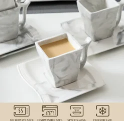 MALACASA, Serie Flora, 36 Tlg. Marmor Porzellan Kaffeeservice Geschirrset Mit 12 Kuchenteller, 12 Tasse 220ml, 12 Untertasse Für 12 Personen -Leonardo Verkäufe a767c3c01b22b9af2b08cf9e02113724