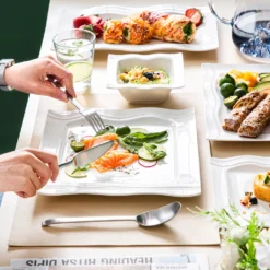 MALACASA, Serie Mario, Cremeweiß Porzellan Tafelservice 28 Tlg. Set Geschirrset Kombiservice Mit Dessertteller, Speiseteller, Suppenteller, Müslischalen, Servierplatte, Salz- Und Pfefferdosen -Leonardo Verkäufe a7960fbc52169e48c6f882fc96db8d3c